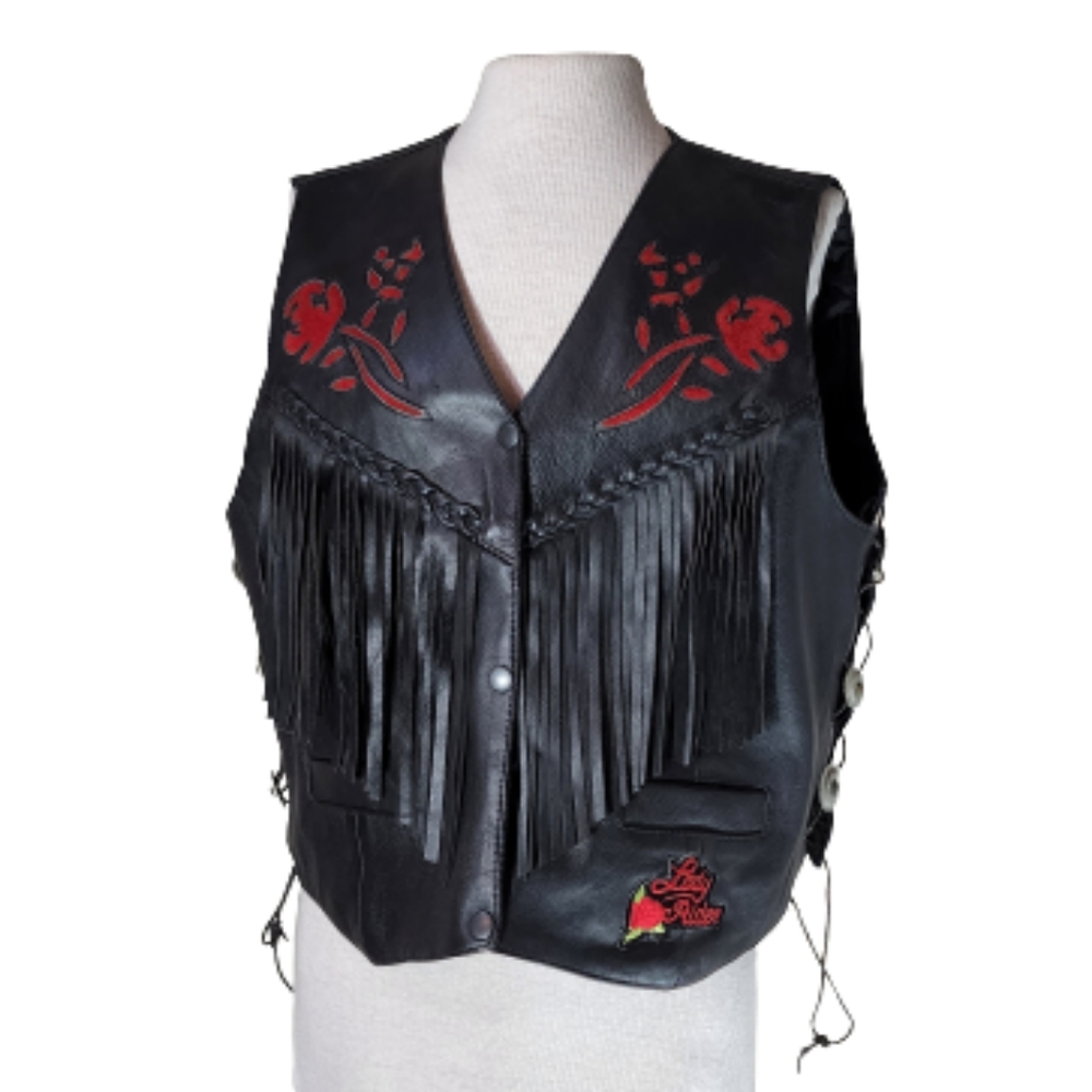 BIKER'S LEATHER STUFF Lady Rider Black Vest Plus Size 3XL - Picture 14 of 16
